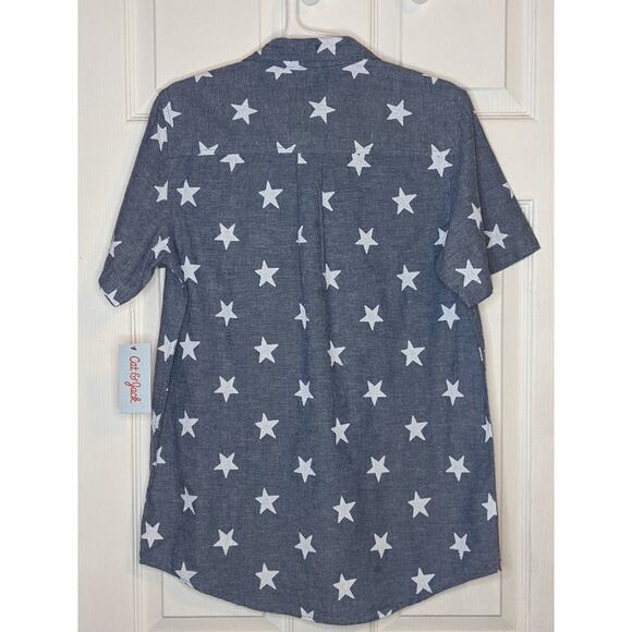 Cat & Jack Boys Cruise Blue White Stars Button Up Dress Shirt XL 16 - Picture 12 of 12